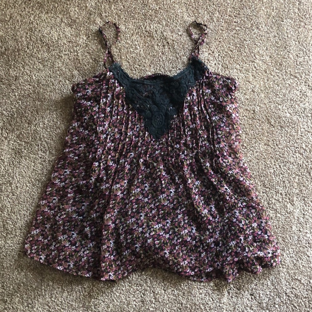 Flower lace tank top with layer